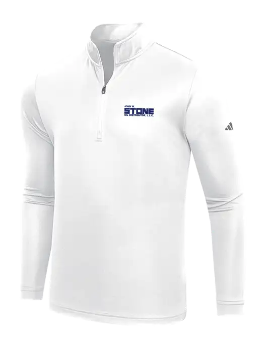 Adidas White  Lightweight Quarter Zip Pullover w/John W. Stone Oil Logo
