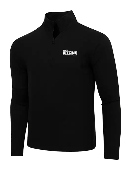 Adidas  Black Melange 3 Stripes Quarter Zip Sweater w/John W. Stone Oil Logo