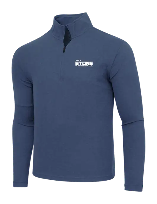 Adidas  Navy  Melange 3 Stripes Quarter Zip Sweater w/John W. Stone Oil Logo
