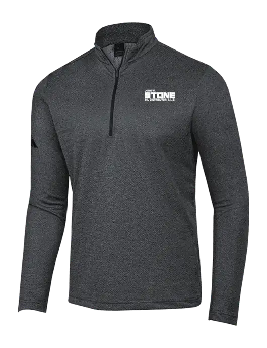 Adidas Black Melange Space Dyed Quarter-Zip Pullover w/John W. Stone Oil Logo