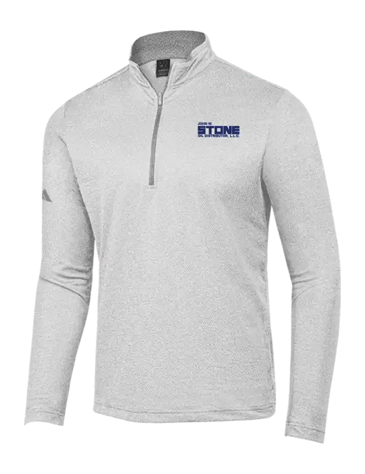 Adidas Light Grey Heather Space Dyed Quarter-Zip Pullover w/John W. Stone Oil Logo