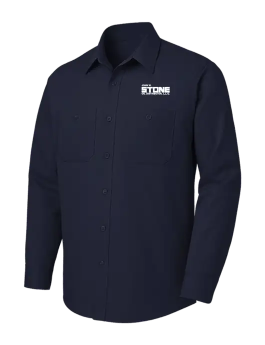 Red Kap Navy Long Sleeve Work Shirt w/John W. Stone Oil Logo