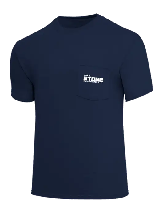 Core Blend Navy Pocket T-Shirt w/John W. Stone Oil Logo