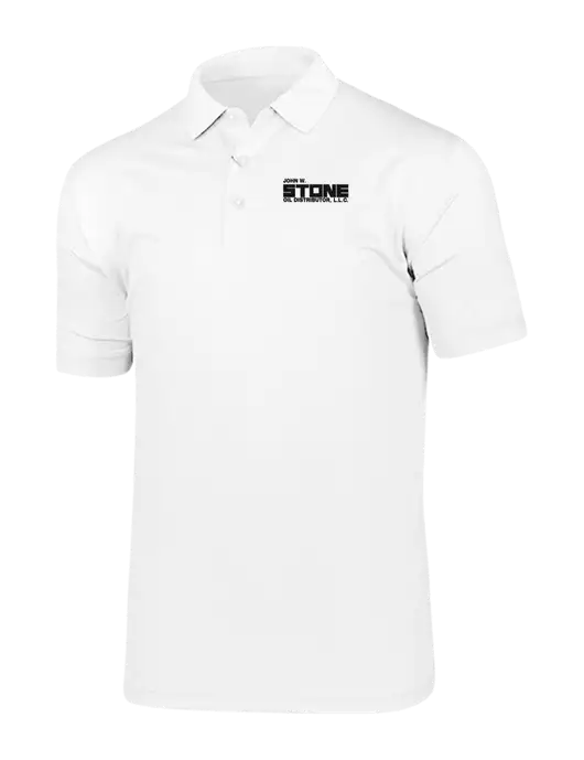 Callaway Vibrant Bright White Ventilated Polo w/John W. Stone Oil Logo