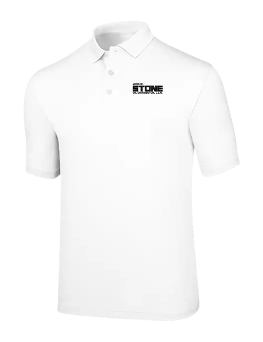 Callaway Opti-Dri White Chev Polo w/John W. Stone Oil Logo