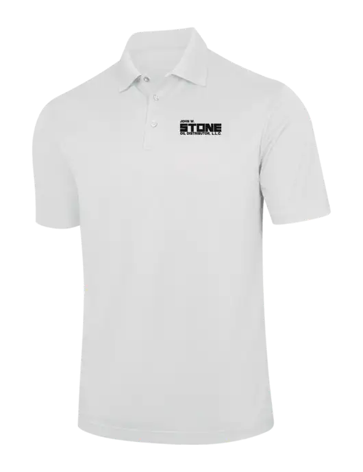 White Performance Fine Jacquard Polo w/John W. Stone Oil Logo
