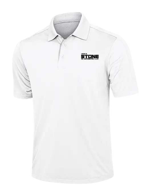 White Diamond Textured Jacquard Polo w/John W. Stone Oil Logo
