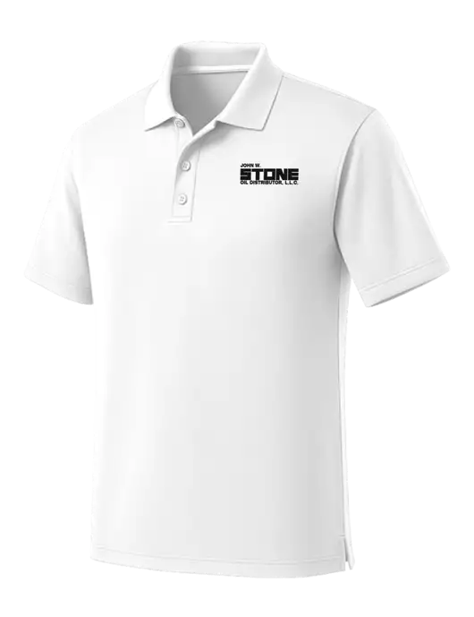 White Dry Zone UV Micro Mesh Polo w/John W. Stone Oil Logo