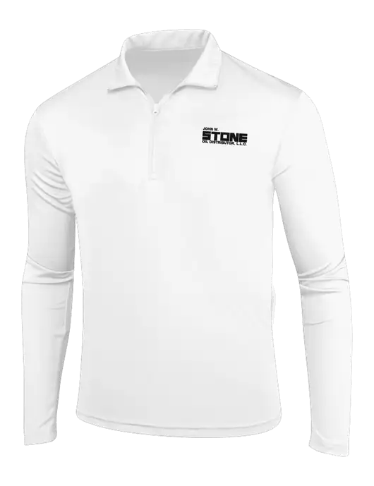 White PosiCharge Competitor 1/4 Zip Pullover w/John W. Stone Oil Logo