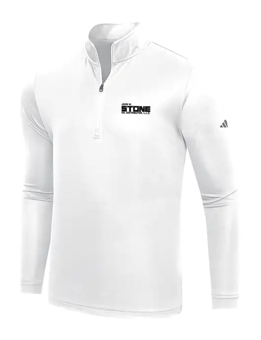 Adidas White  Lightweight Quarter Zip Pullover w/John W. Stone Oil Logo