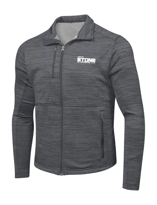 Medium Grey Digi Stripe Fleece Jacket w/John W. Stone Oil Logo