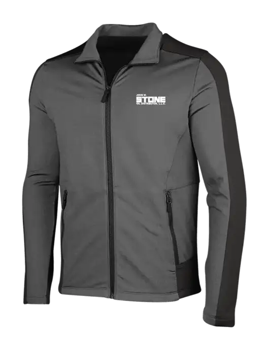 Medium Grey Heather Grid Fleece Jacket w/John W. Stone Oil Logo