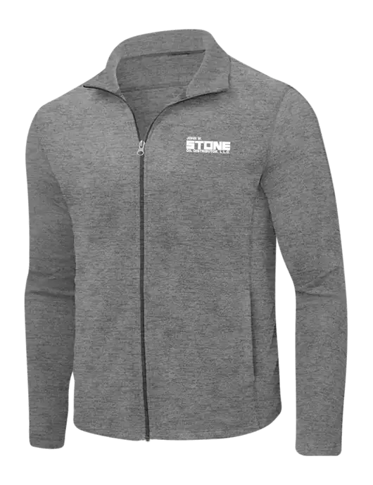 Medium Grey Heather Microfleece Full-Zip Jacket w/John W. Stone Oil Logo
