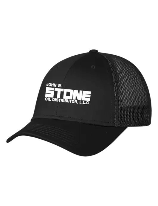 Black Mesh Trucker Cap Snap Back w/John W. Stone Oil Logo