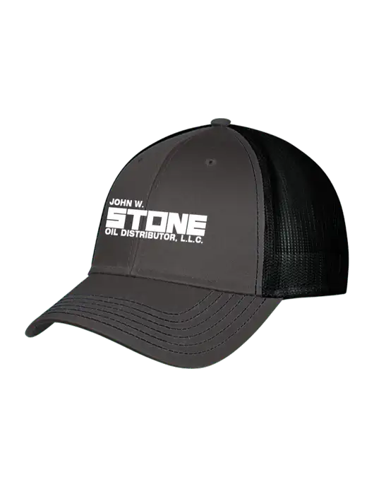 Charcoal & Black Mesh Trucker Cap Snap Back w/John W. Stone Oil Logo