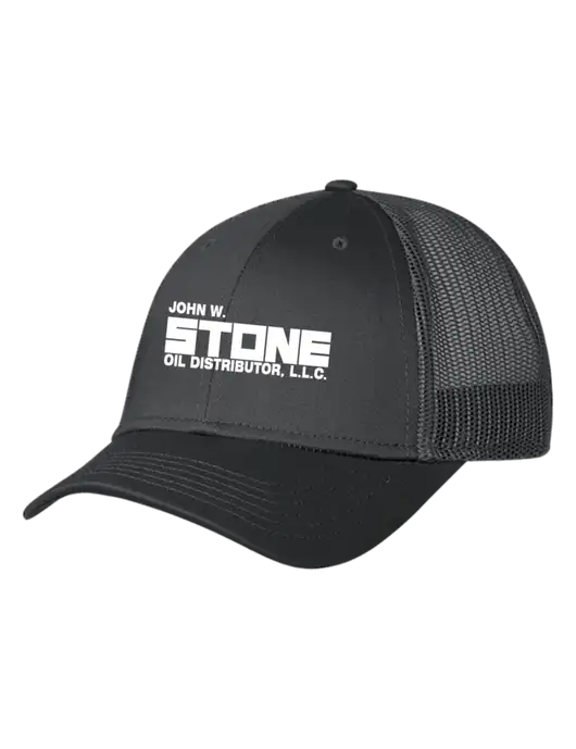 Charcoal Mesh Trucker Cap Snap Back w/John W. Stone Oil Logo