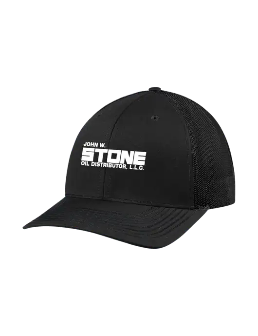 Richardson Adjustable Snapback Original 112 Trucker Cap Black w/Black Mesh w/John W. Stone Oil Logo