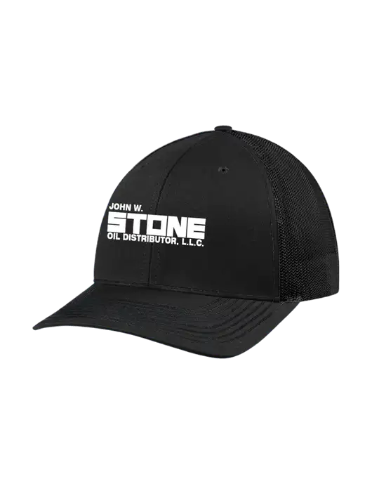 Richardson Adjustable Snapback Original 112 Trucker Cap Black w/Black Mesh w/John W. Stone Oil Logo