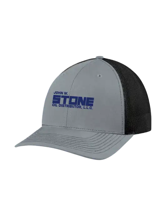 Richardson Adjustable Snapback Original 112 Trucker Cap Heather Grey w/Black Mesh w/John W. Stone Oil Logo