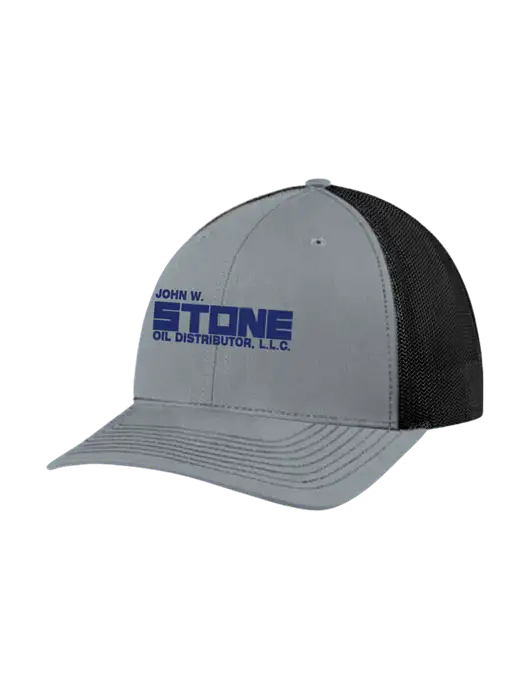 Richardson Adjustable Snapback Original 112 Trucker Cap Heather Grey w/Black Mesh w/John W. Stone Oil Logo