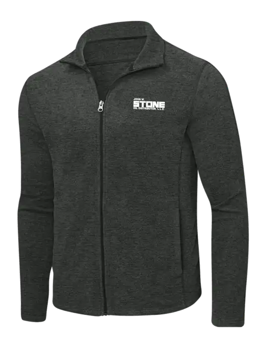 Charcoal Heather Microfleece Full-Zip Jacket w/John W. Stone Oil Logo