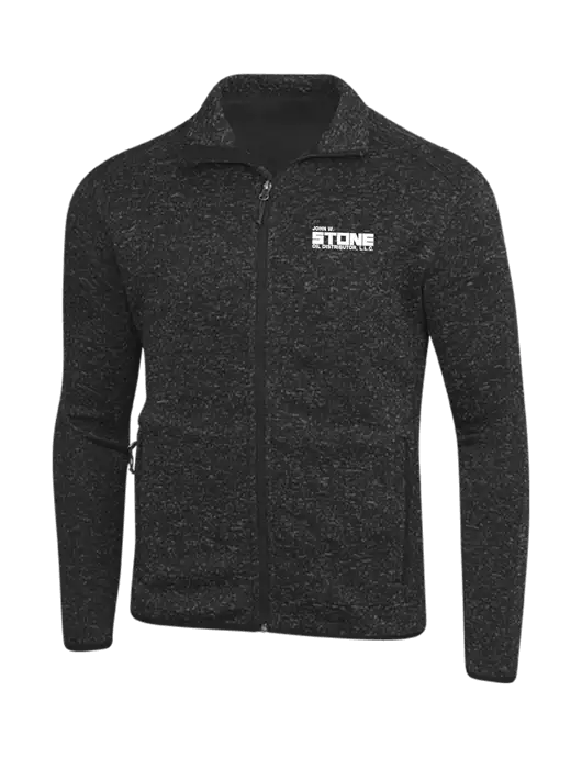 Black Heather Sweater Fleece Jacket w/John W. Stone Oil Logo