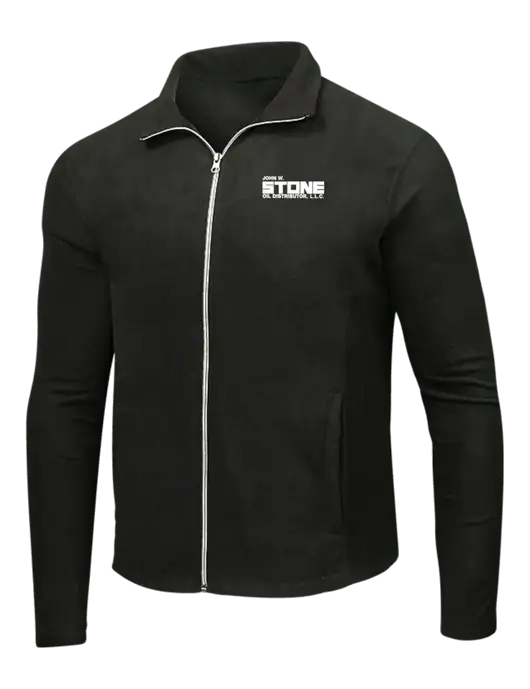 Black Microfleece Jacket w/John W. Stone Oil Logo