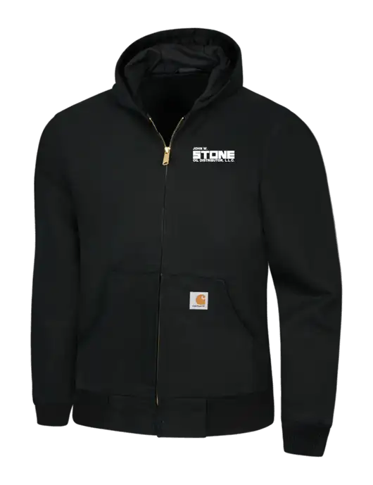 Carhartt Black Thermal Lined Duck Active Jacket w/John W. Stone Oil Logo
