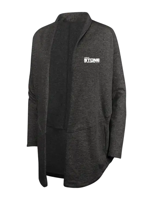 Charcoal Heather/ Medium Heather Grey Womens Interlock Cardigan w/John W. Stone Oil Logo