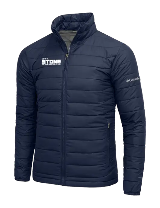 Columbia Navy Powder Lite Jacket w/John W. Stone Oil Logo
