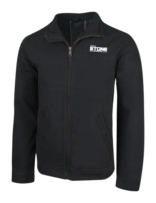 Cornerstone Black Washed Duck Cloth Flannel Lined Work Jacket w/John W. Stone Oil Logo