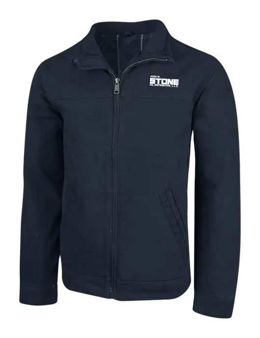 Cornerstone Navy Washed Duck Cloth Flannel Lined Work Jacket w/John W. Stone Oil Logo