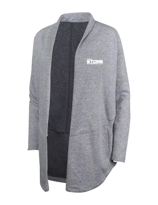 Medium Heather Grey/Char Heather Womens Interlock Cardigan w/John W. Stone Oil Logo