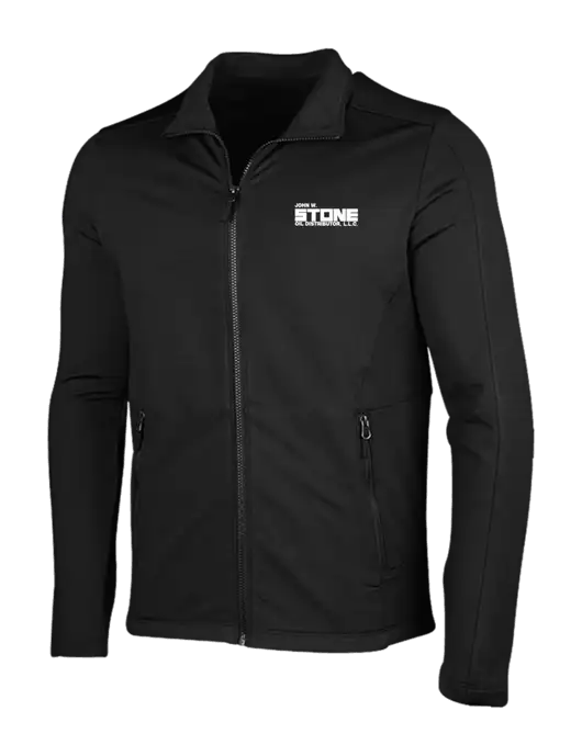 Deep Black Grid Fleece Jacket w/John W. Stone Oil Logo