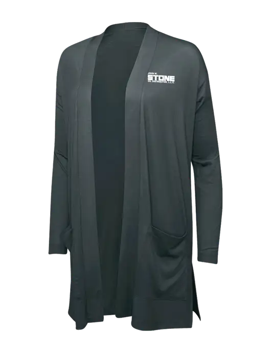 Smoke Grey Womens Concept Long Pocket Cardigan w/John W. Stone Oil Logo