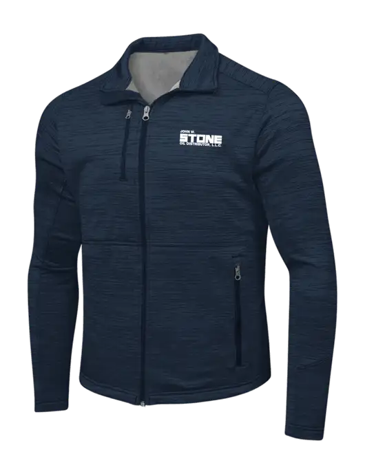Navy Digi Stripe Fleece Jacket w/John W. Stone Oil Logo