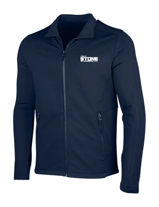 Navy Grid Fleece Jacket w/John W. Stone Oil Logo