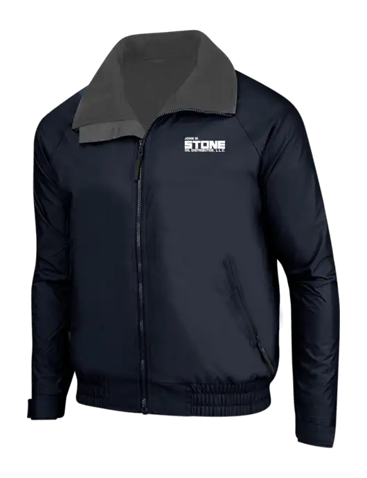 True Navy/Grey Heather Classic Competitor Jacket w/John W. Stone Oil Logo