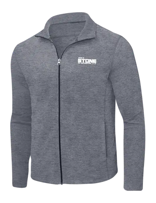 Light Navy Heather Microfleece Full-Zip Jacket w/John W. Stone Oil Logo