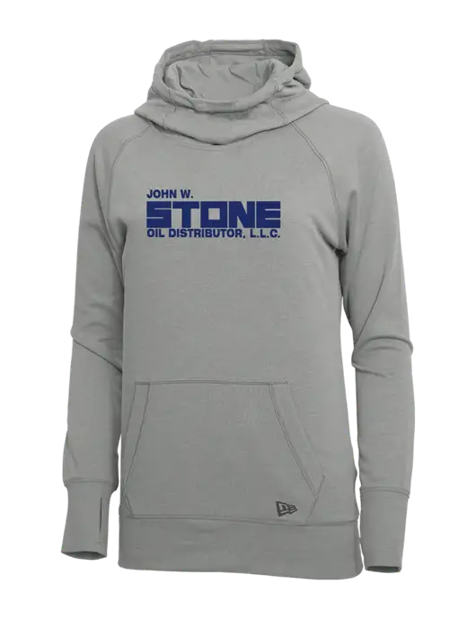 New Era Shadow Grey Heather Womens Tri-Blend Fleece Pullover Hoodie w/John W. Stone Oil Logo
