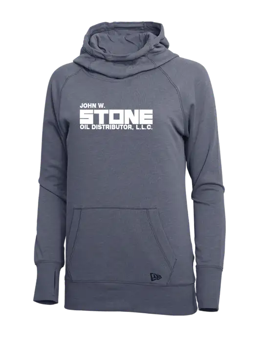 New Era True Navy Heather Womens Tri-Blend Fleece Pullover Hoodie w/John W. Stone Oil Logo