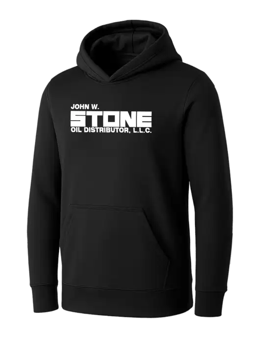 Womens Black Core Fleece Pullover Hooded Sweatshirt w/John W. Stone Oil Logo