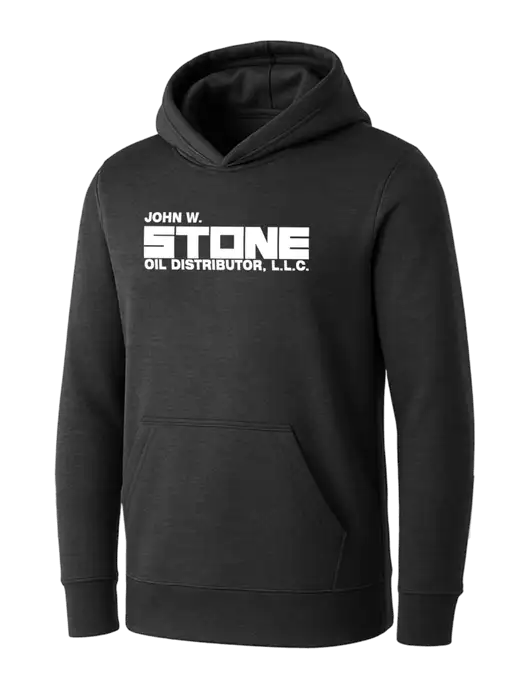 Womens Dark Grey Heather Core Fleece Pullover Hooded Sweatshirt w/John W. Stone Oil Logo