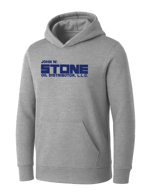 Womens Light Grey Heather Core Fleece Pullover Hooded Sweatshirt w/John W. Stone Oil Logo