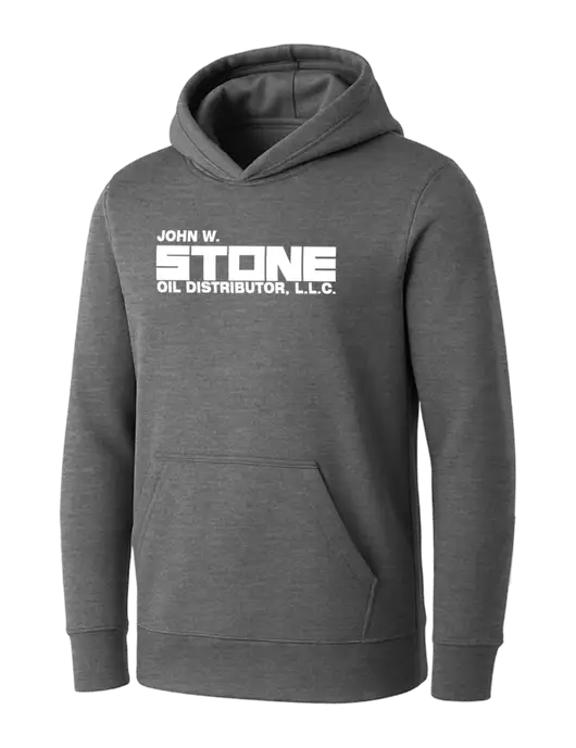 Womens Medium Grey Heather Core Fleece Pullover Hooded Sweatshirt w/John W. Stone Oil Logo