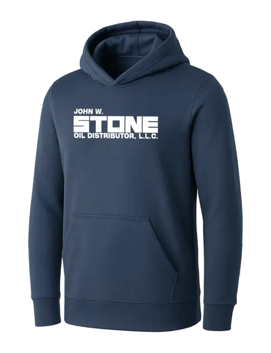 Womens Navy Core Fleece Pullover Hooded Sweatshirt w/John W. Stone Oil Logo