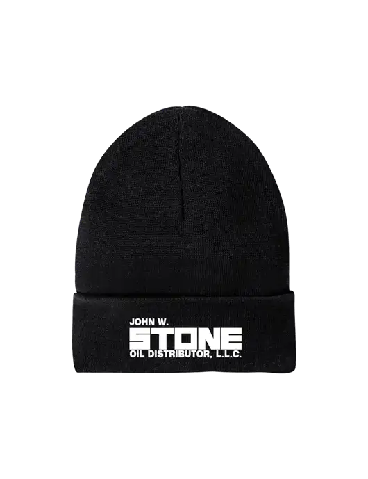 Recycled Black Beanie w/John W. Stone Oil Logo