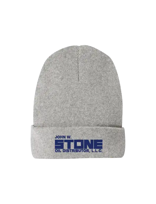 Recycled Light Heather Grey Beanie w/John W. Stone Oil Logo