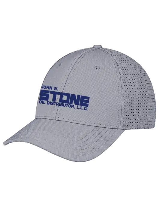 Grey Performance Stretchable Cap Hook & Loop w/John W. Stone Oil Logo
