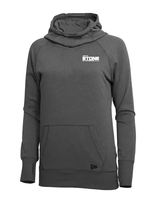 New Era Black Heather Womens Tri-Blend Fleece Pullover Hoodie w/John W. Stone Oil Logo
